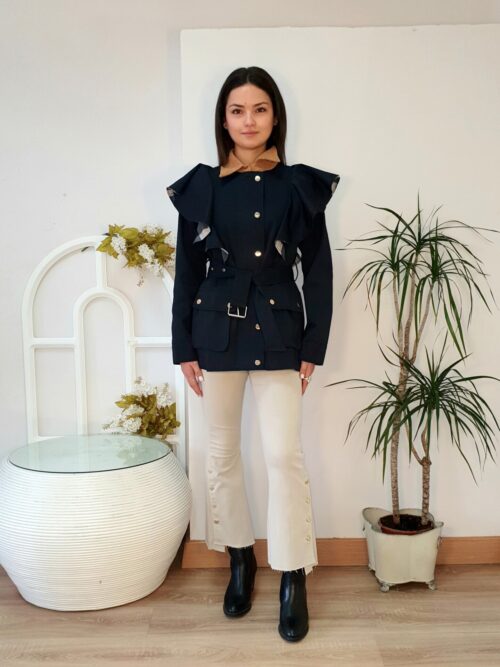 Parka volantes/cuadros marino