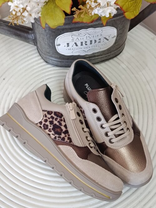 Zapatilla deportiva Plumaflex print beige