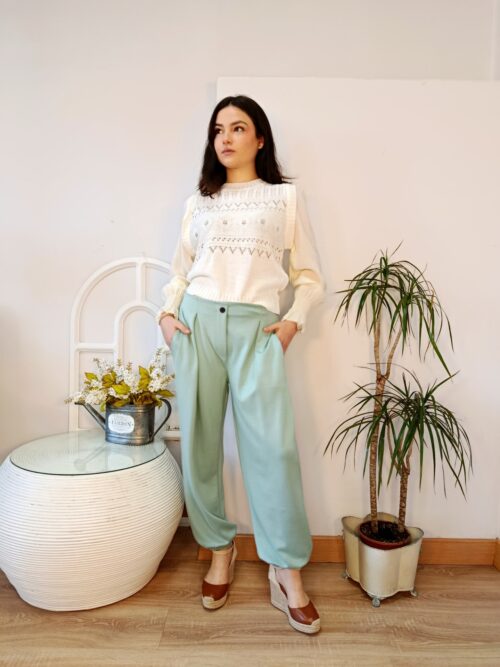 Pantalón Balloon verde agua