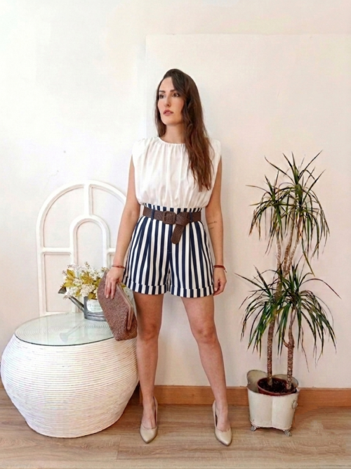 Short Rayas Azul