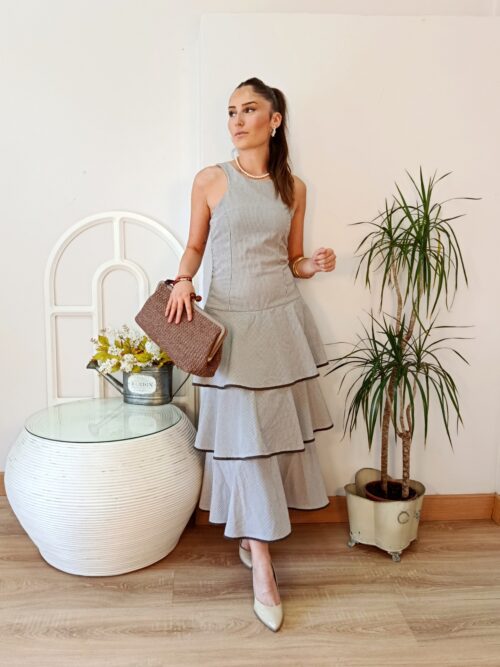 Vestido Volantes Capri marrón