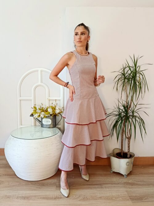 Vestido Volantes Capri Teja