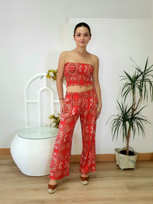 Conjunto Bali estampado naranja