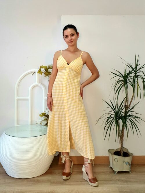 Vestido Midi Capri Vichy Lemon