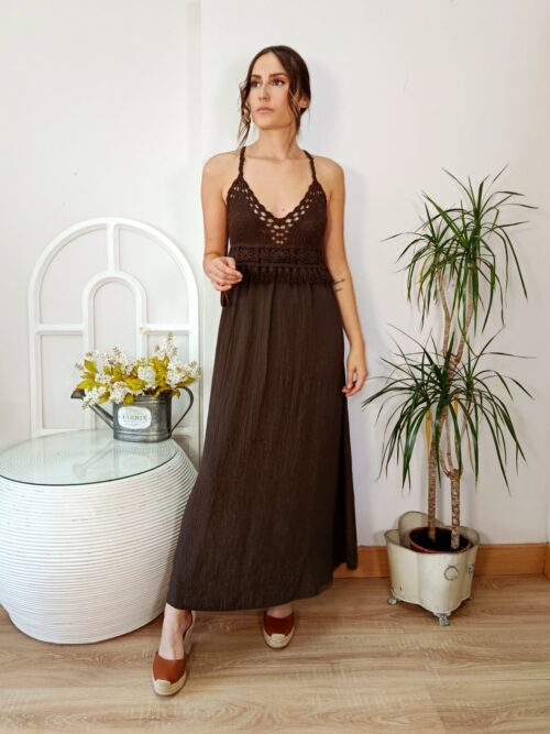 Vestido Boho Crochet Chocolate