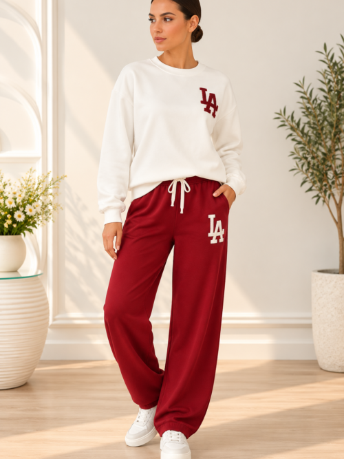 Conjunto Granate y Blanco LA